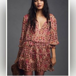 MISA v-neck long sleeve min-dress, size S, NWT.